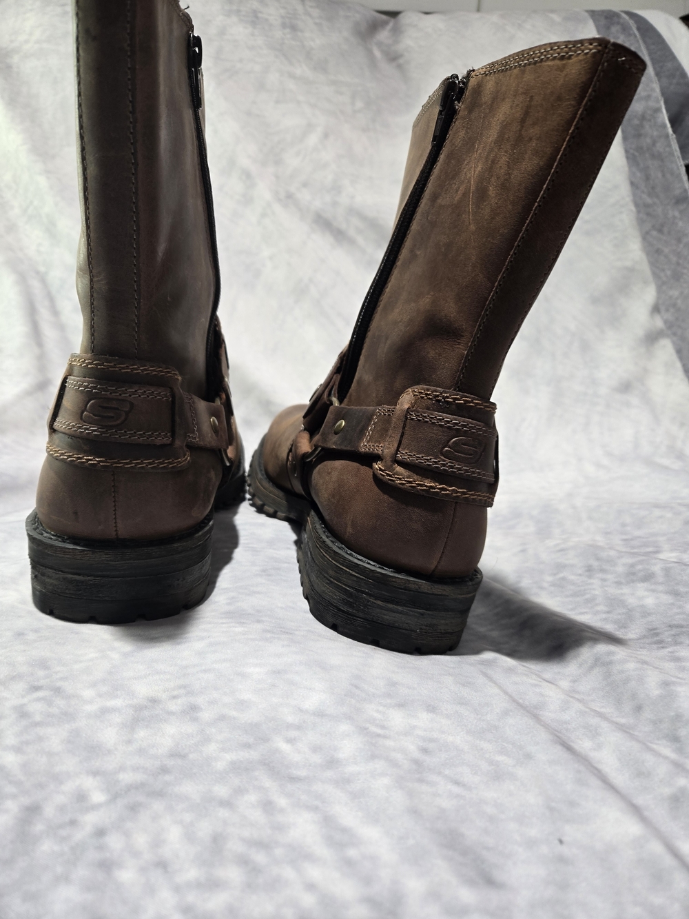 Skechers Brown Leather Motorcycle Harness Boots - Picture 3 of 7